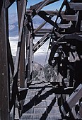 View through Salt Tram summit station looking towards Saline Valley