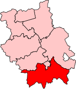 Map showing the location of the South Cambridgeshire constituency in Cambridgeshire, under the boundaries created by the 2023 boundary review and first used at the 2024 UK general election.