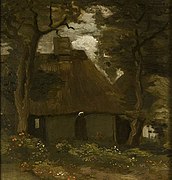 Cottage with Trees and Peasant Woman, 1885, Private collection (F187)