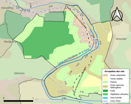 Carte en couleurs présentant l'occupation des sols.