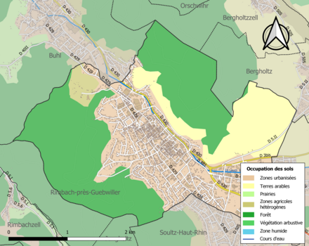 Carte en couleurs présentant l'occupation des sols.