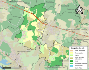 Carte en couleurs présentant l'occupation des sols.