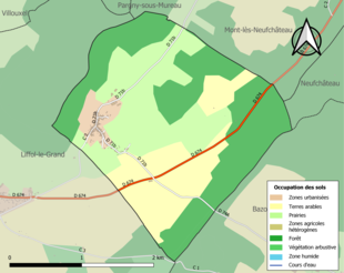 Carte en couleurs présentant l'occupation des sols.