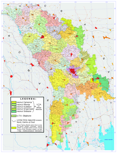 Les subdivisions de la république de Moldavie