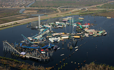 Six Flags New Orleans after Hurricane Katrina, by Bob McMillan (edited by Crisco 1492)