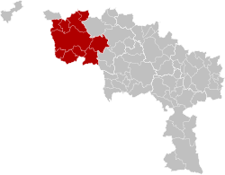 Location of the arrondissement in Hainaut