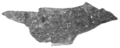 Black and white photograph of a body fragment from a bowl or cauldron