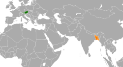 মানচিত্র Austria এবং Bangladesh অবস্থান নির্দেশ করছে