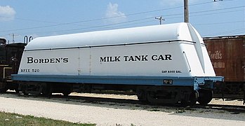 Wagon-citerne destiné au transport du lait (USA).