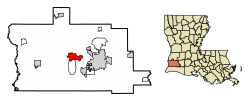 Location of Sulphur in Calcasieu Parish, Louisiana.