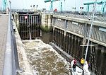 Cardiff Bay Barrage lock in use