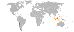 Map indicating locations of Chile and Indonesia
