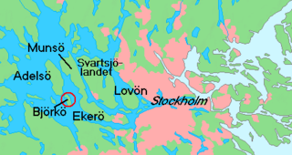 Map showing Ekerö in relation to Stockholm
