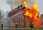 Un incendio en Massueville, Quebec, Canadá.