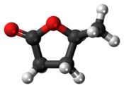 Ball-and-stick model of the γ-valerolactone molecule