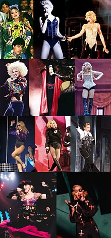 Collage of Madonna's concert tours