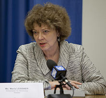 Maria Leissner at the United Nations Community of Democracies press briefing in 2012.