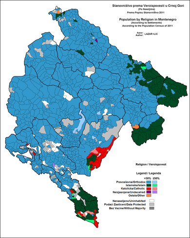 Estrutura religiosa de Montenegro por assentamentos em 2011[25]