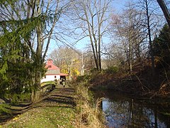 Mill race takes water from the dam to the mill