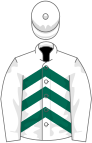 White, dark green chevrons on body