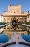 The fortress-palace of Alhambra, built in the 11th century, is a large monument and a popular tourist attraction.