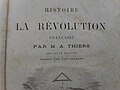 Première page de l'Histoire de la Révolution française, par Adolphe Thiers.