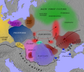 The Roman Empire, tribes and archaeological cultures around 100 CE