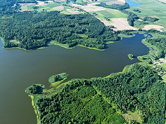 The western bay of Lake Ruda Woda near the village of Sople