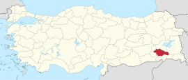 Location of Siirt Province in Turkey
