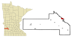 Location of Granite Falls within Yellow Medicine County, Minnesota