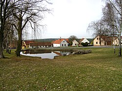 Centre of the village with a pond