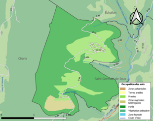 Carte en couleurs présentant l'occupation des sols.