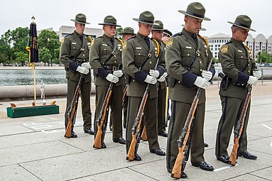 An honor guard from U.S. Customs and Border Protection at the Ulysses S. Grant Memorial on Peace Officers Memorial Day in May 2013.