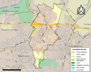 Carte en couleurs présentant l'occupation des sols.