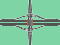 A contraflow left turn interchange
