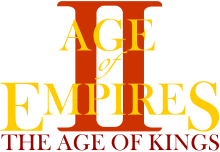 Age of Empires The Age of Kings est inscrit sur trois lignes et en fond figure un grand II de couleur rouge.