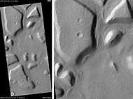 Astapus Colles Mounds and Knobs, as seen by HiRISE. Scale bar is 500 meters long.