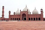 The Badshahi Masjid in Lahore, Pakistan with an iwan at center