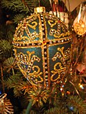 Glass Fabergé egg as a decoration.