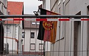 A GDR flag hanging in the building