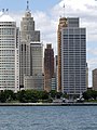 Downtown Detroit from Windsor. The David Stott Building stands at the center