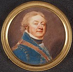 David Gustaf Frölich iklädd uniform m/1792 för regementet. Han bär epåletter för en överstelöjtnant och på bröstet syns Svärdsorden. Målning från ca 1800 av Domenico Bossi.