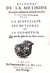 Page de titre de la première édition du Discours de la méthode