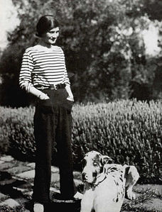 Coco Chanel in a sailor's blouse and trousers (1928)