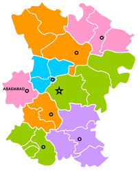 Shahrestān di Asadabad – Mappa