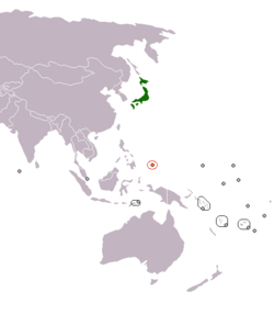 JapanとPalauの位置を示した地図