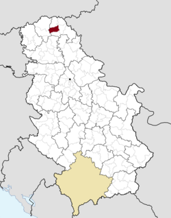 Location of Senta within Serbia