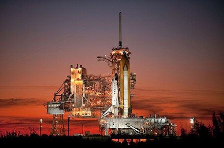 STS-129 on the launch pad, by NASA/Bill Ingalls (edited by Bammesk)