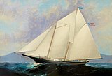 Oil on canvas painting of the pilot schooner James M. Waterbury