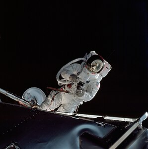 Rusty Schweickart during his extravehicular activity of Apollo 9, by David Scott